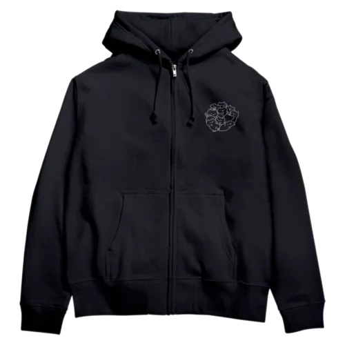 みっちりねこシンプルホワイト Zip Hoodie