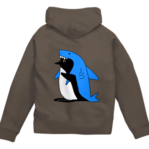 サメを被るペンギン Zip Hoodie