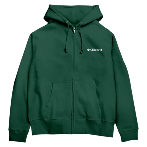 シンプルロゴ「KEIRYO」白インク Zip Hoodie