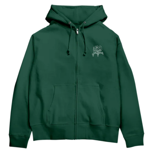 "Videau-flower" green Zip Hoodie