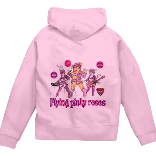 FLYING PINKY ROSES Zip Hoodie