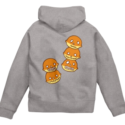 【バックプリント】ドクロ風味なベビーカステラ Zip Hoodie