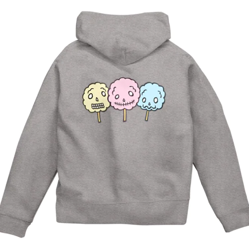 【バックプリント】ドクロ風味な綿菓子 Zip Hoodie