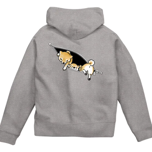 ジッパーからあふれる柴犬（赤柴） Zip Hoodie