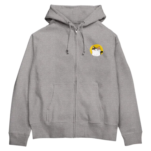 大きめまんまる三毛猫 Zip Hoodie