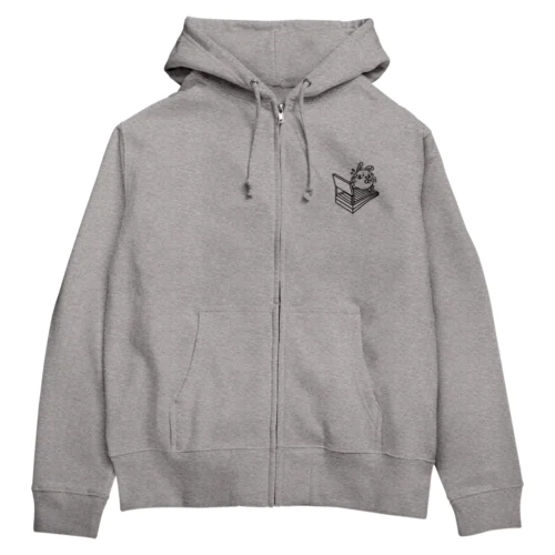 ウサコロまる・ランニングマシン（小）（線画：黒バージョン） Zip Hoodie