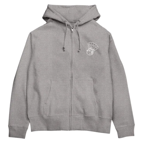 ウサコロまる・パラシュートで降下（小）（線画：白バージョン） Zip Hoodie