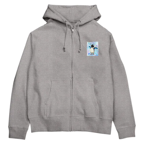 ケープペンギン「ちょうちょ追っかけてたの」(Blue) Zip Hoodie