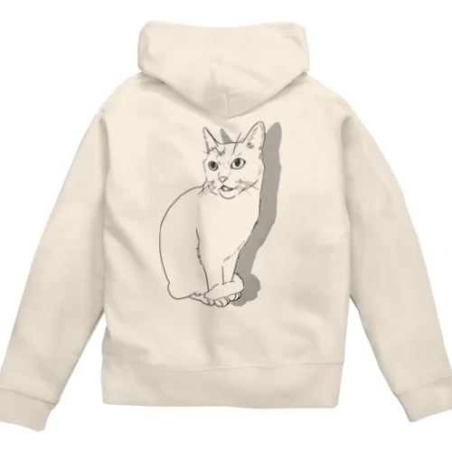 リアルにゃんこ(白猫) Zip Hoodie