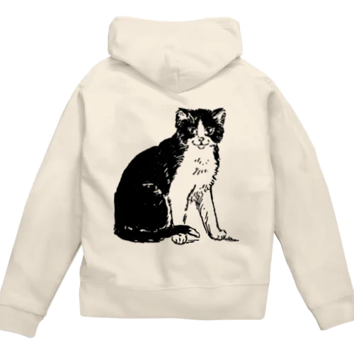 白黒ねこ Zip Hoodie