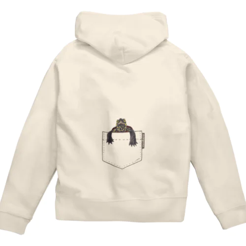 ポケットからクサガメ 小ポケット Zip Hoodie