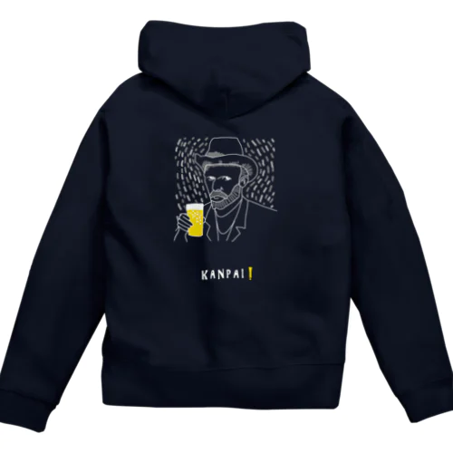 名画 × BEER（ゴッホ自画像）白線画 Zip Hoodie