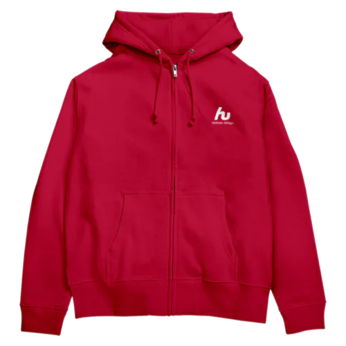 んぱんぱ 「ん」ジップパーカー (ロゴ白2) Zip Hoodie