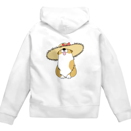 麦わらコーギー Zip Hoodie