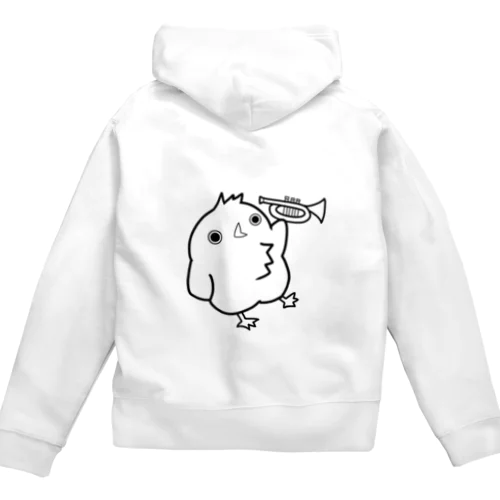 トランペット・アウトライン（黒） Zip Hoodie