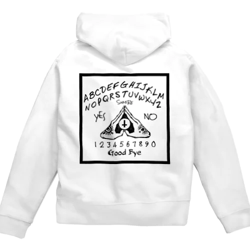 ウィジャボード　Ouija　白 Zip Hoodie