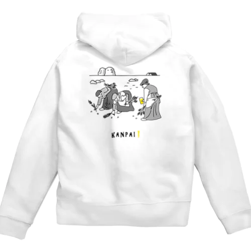 名画 × BEER（落穂拾い）黒線画 Zip Hoodie