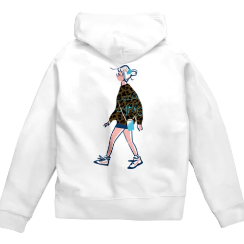 ウォーキング・メガネガール Zip Hoodie