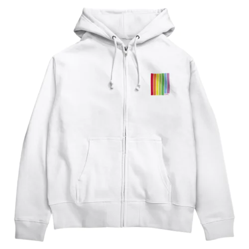 ビビッド虹色ストライプパーカー Zip Hoodie