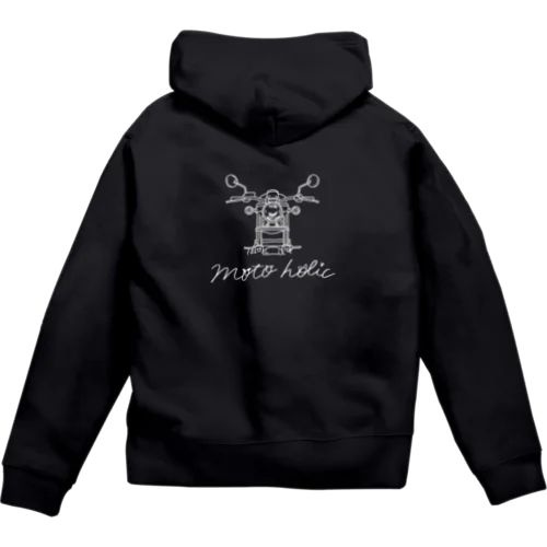 MOTO HOLIC 白 Zip Hoodie