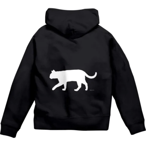 猫シルエット（WHITE） Zip Hoodie