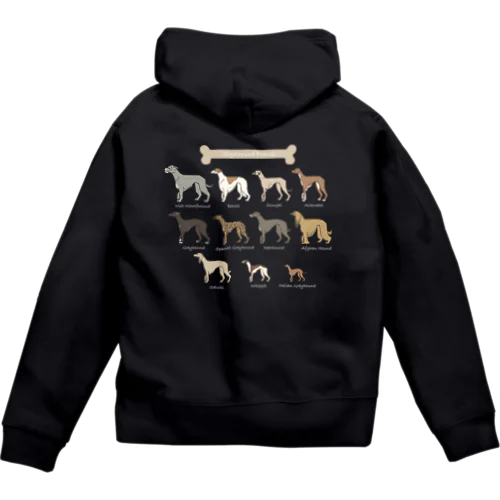 Sighthound Friends(濃色推奨) Zip Hoodie