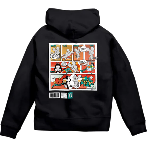 Tiny Toyny - COMIC 03 back print zip-hoodie/ black ジップパーカー