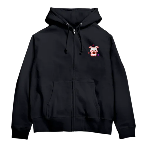 もっちうさぎ　ドーナツもぐもぐ Zip Hoodie