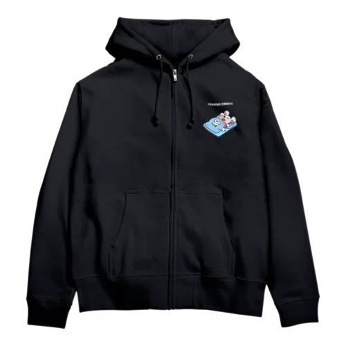 いつも眠いねずみ　（前面・シロ字） Zip Hoodie