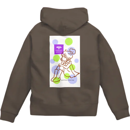 pipi girl_dot 緑_ウエア Zip Hoodie