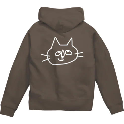 なんか思いついちゃった猫 ホワイト Zip Hoodie