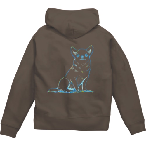 白いチワワ・青 Zip Hoodie