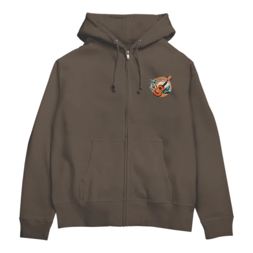 ウクレレとヤシの木 Zip Hoodie