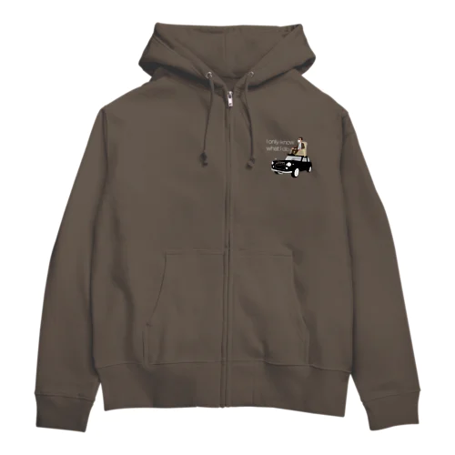 レトロカーと太マユ社長(濃色用)(忘れさ去られたネタシリーズ) Zip Hoodie