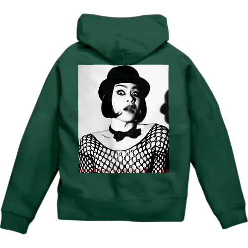 蜂鳥あみ太＝４号×寫眞館ゼラチン・ホワイトインクジェットプリント厚手の生地のやつら Zip Hoodie
