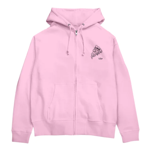 PIZZA GIRL mono tone Zip Hoodie