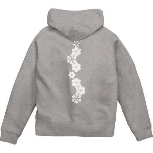 麻の葉WHITE Zip Hoodie