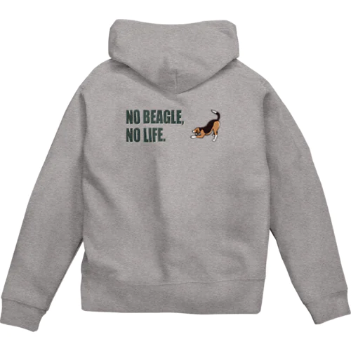 NO BEAGLE, NO LIFE.シンプル ジップパーカー