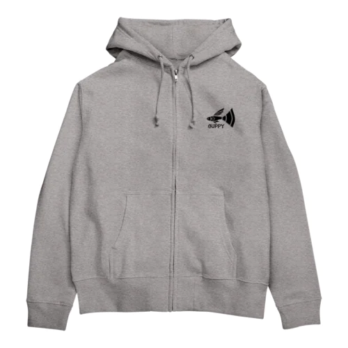 グッピー　オス・ブラック Zip Hoodie