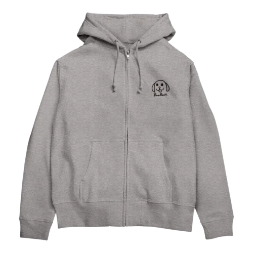 今日のルンルン　サインロゴ（黒印刷） Zip Hoodie