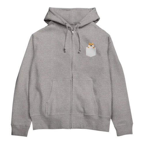 ひょっこり柴犬（グレー） Zip Hoodie