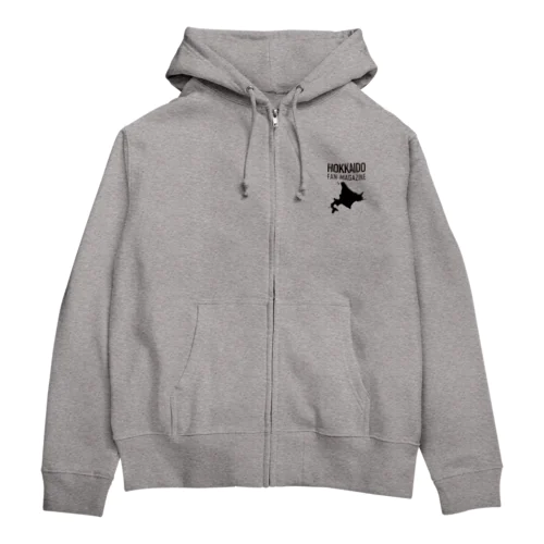 北海道ファンマガジン黒地図ロゴ Zip Hoodie