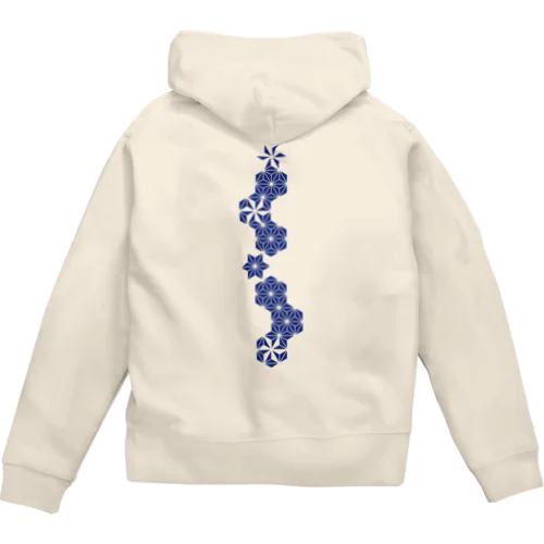 麻の葉NAVY Zip Hoodie