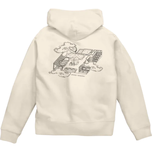 お風呂天国（ブラック） Zip Hoodie