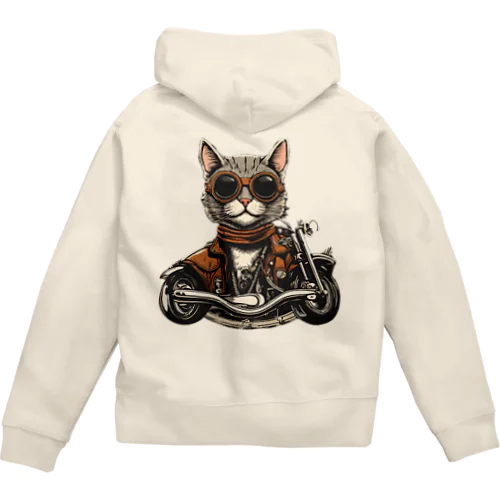 アウトドア猫 Zip Hoodie