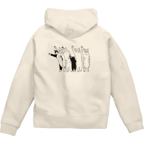 ヘイ！ タクシー！一台に乗るつもりの猫達 Zip Hoodie