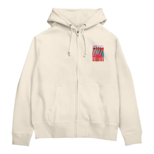 ピンクフラミンゴ Zip Hoodie