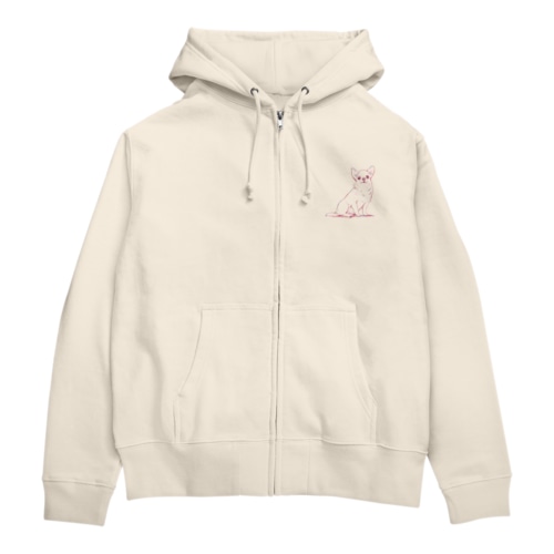白いチワワ・赤 Zip Hoodie