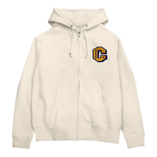 カレッジ風COURAGE(勇気)ワッペン Zip Hoodie