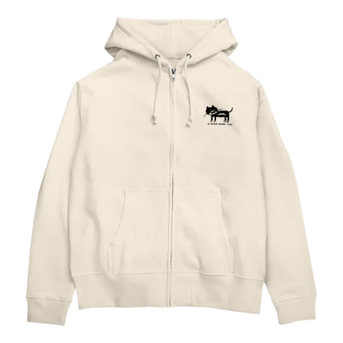 お髭柄キャット Zip Hoodie